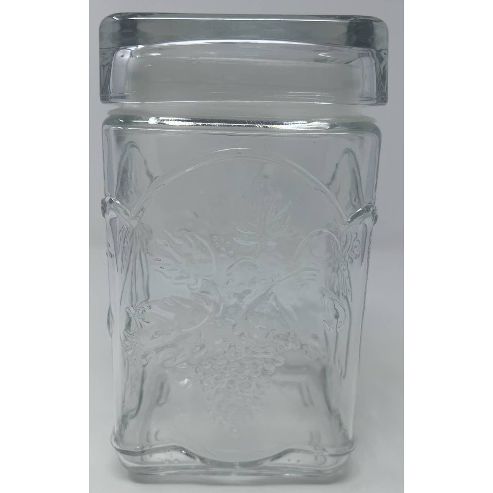 Canada‎ 11 Clear Glass Pressed Fruit Grapes, Pears, Cherries & Apples Canister